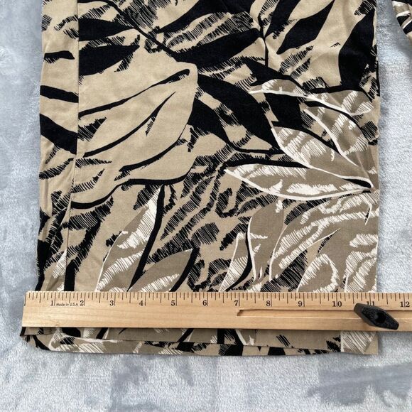Royalty For Me Pants Womens Large Tan Tropical Leaf Wide Straight Leg Rayon - Picture 13 of 16